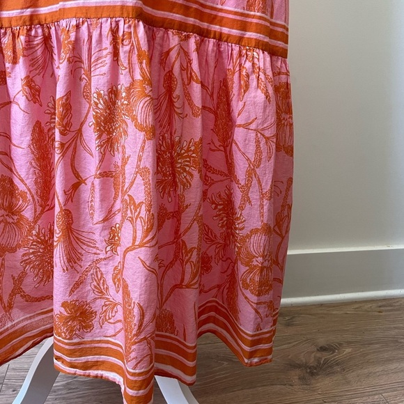 Antonio Melani Pink & Orange Floral Maxi Dress Cotton Size XS Tropical Summer - Picture 4 of 10